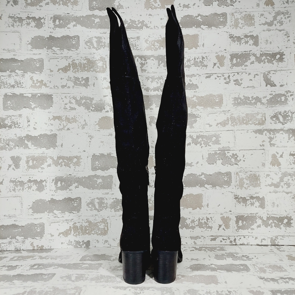 NEW BP. Luke Black Side Zip Block Heel Over The Knee Boots A398 - Picture 6 of 12
